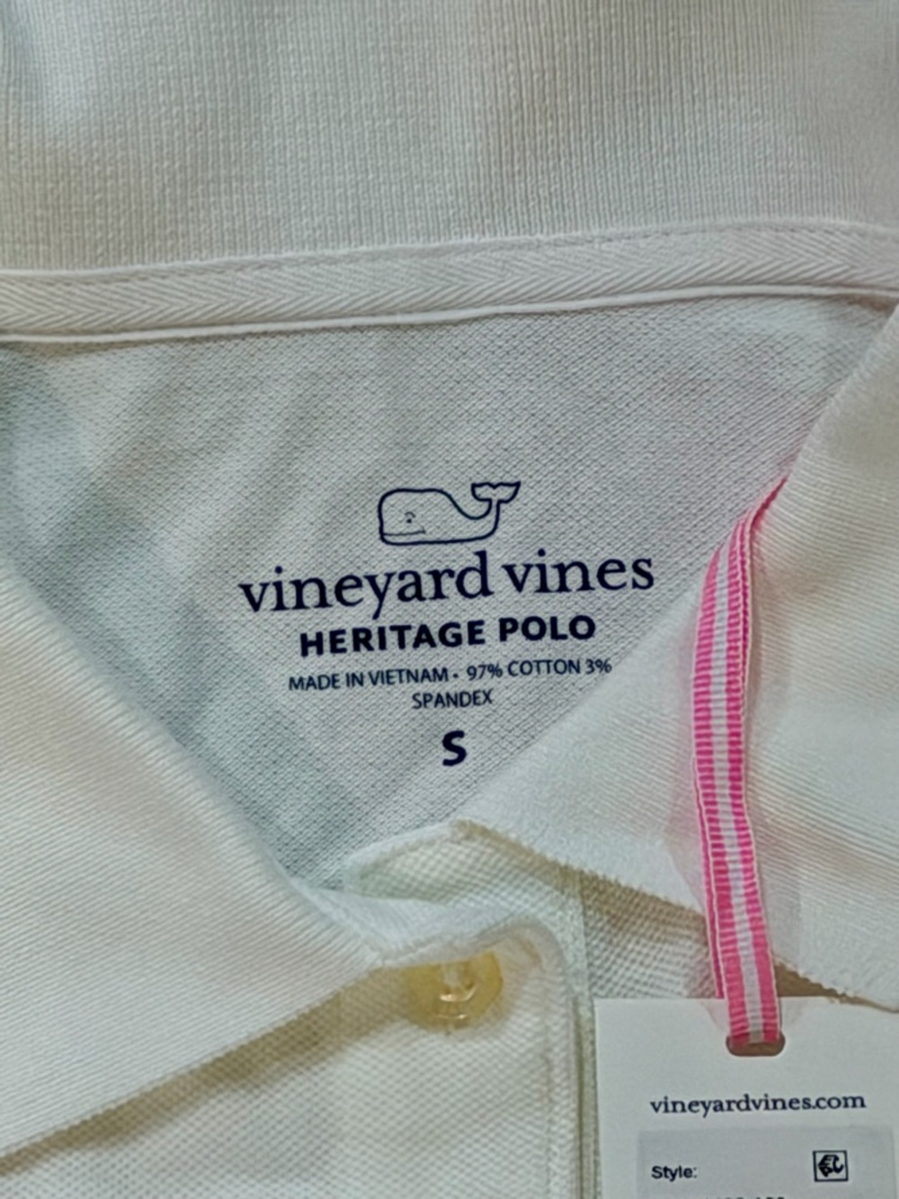 Vineyard Vines Classic Fit Heritage Polo *"NWT** Mens SMALL White MSRP $89 - Picture 4 of 4